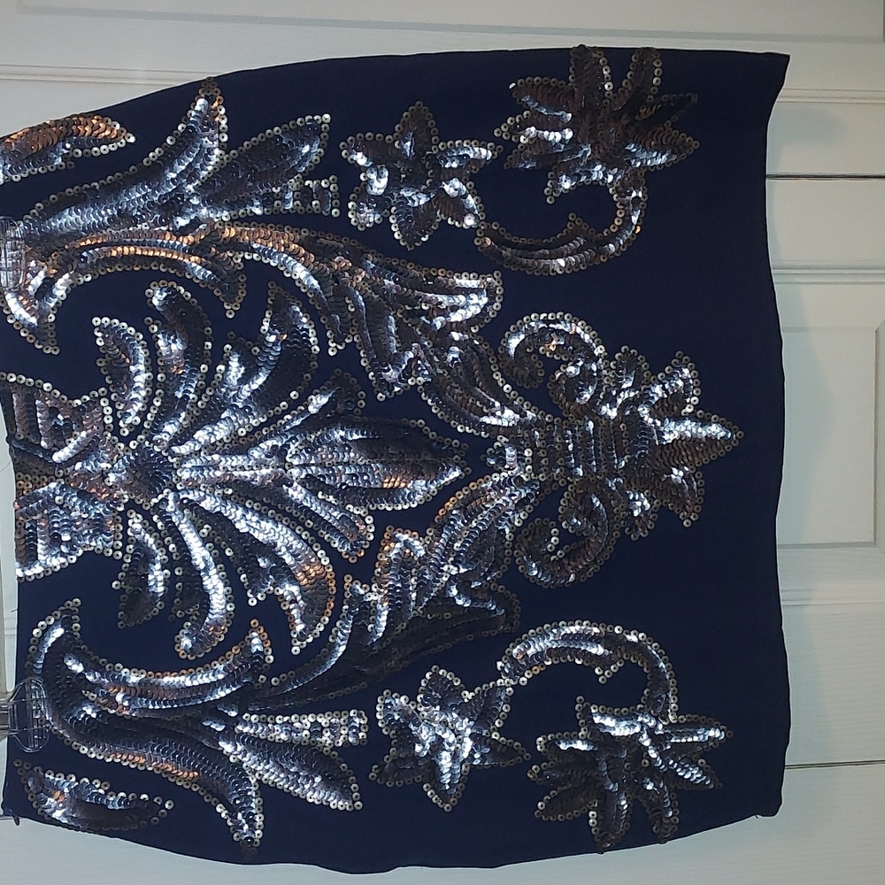 Navy gold and silver sequence skirt by alya